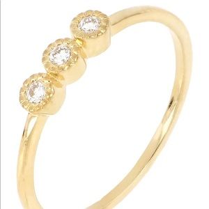 18K Yellow Gold three Bezel Diamond ring size 8